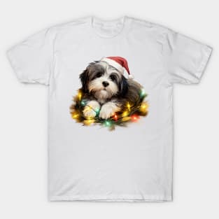 Lazy Havanese Dog at Christmas T-Shirt